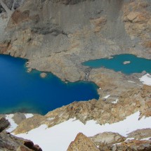 Blue Laguna de los Tres and a green laguna without name with Glaciar de los Tres